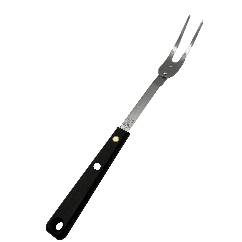 Ekco Meat Carving Serving Fork USA Stainless Steel Black Plastic Handle Vintage
